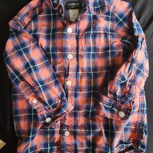 OshKosh B'gosh Kids Checkered Shirt - Coral and Navy